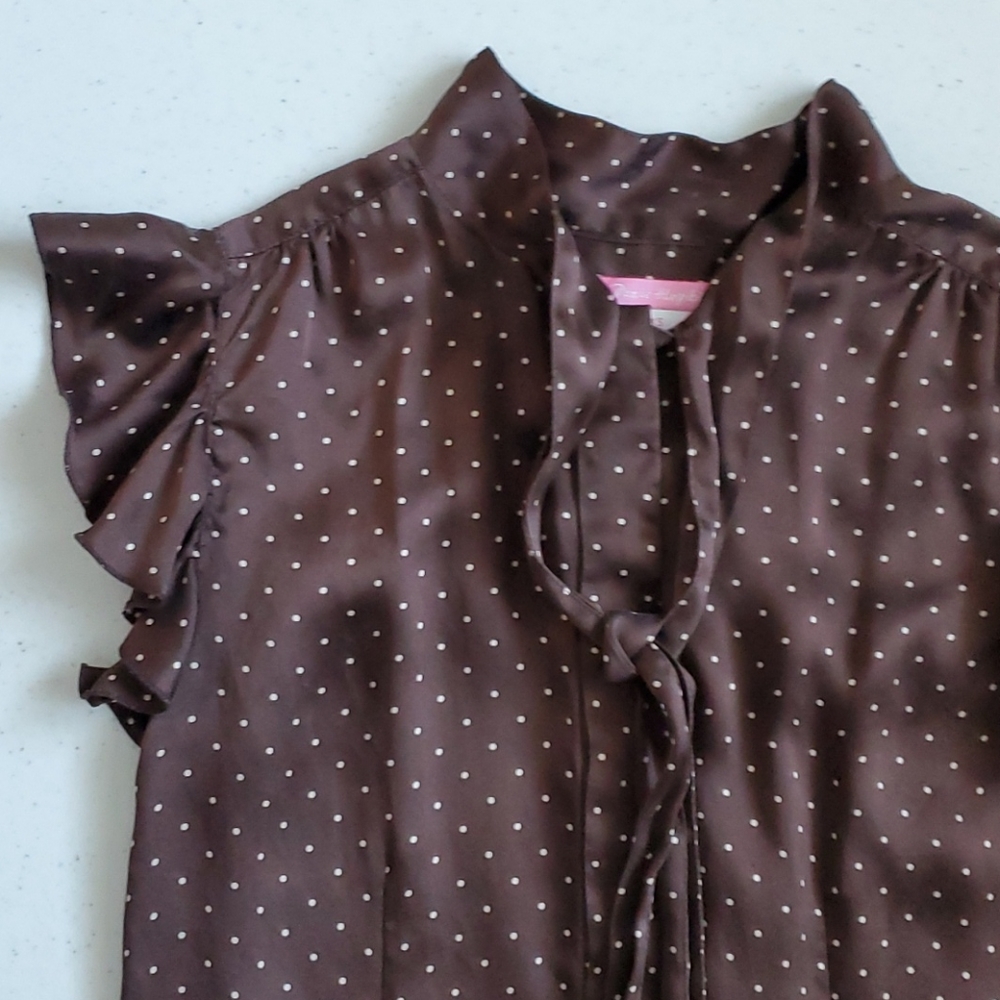 Polka-Dot Tie Top Pleated Sleeves